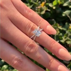 S925 Sterling Silver Square Cut Ring NWT